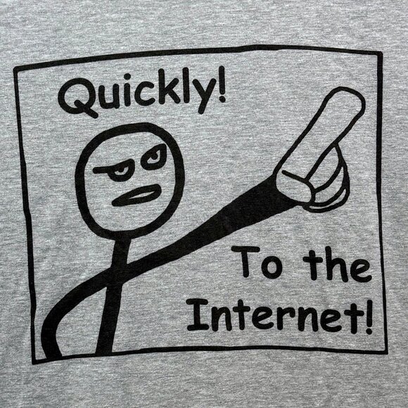 Quickly To The Internet Stick Figure Tee Women XL Gray American Apparel - Picture 2 of 7